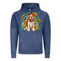 Vintage Denim beagle turquoise and sunflowers rainbow Vintage Hoodie - Artiststas