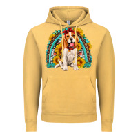 Vintage Mustard beagle turquoise and sunflowers rainbow Vintage Hoodie - Artiststas