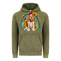Beagle Turquoise And Sunflowers Rainbow Vintage Hoodie | Teevron