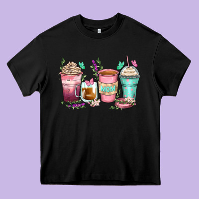 Mom Coffee Cups Heavy Core Tee Designed By Zillion Design Studio