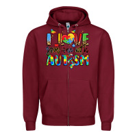 Burgundy i love someone with autism Zipper Hoodie - LillyAllenDesigns