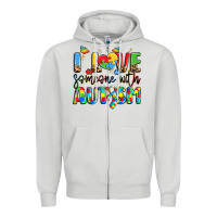 Dove Grey i love someone with autism Zipper Hoodie - LillyAllenDesigns