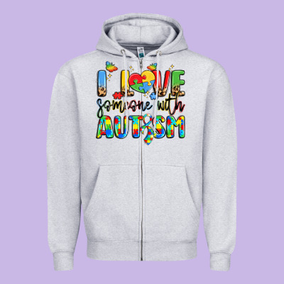 I Love Someone With Autism Zipper Hoodie Designed By Lillyallendesigns