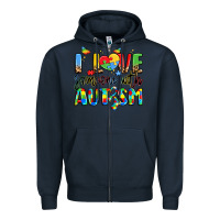 Navy i love someone with autism Zipper Hoodie - LillyAllenDesigns