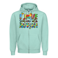 Seafoam i love someone with autism Zipper Hoodie - LillyAllenDesigns