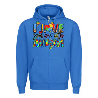 True Royal i love someone with autism Zipper Hoodie - LillyAllenDesigns