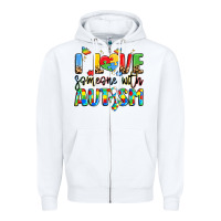 White i love someone with autism Zipper Hoodie - LillyAllenDesigns