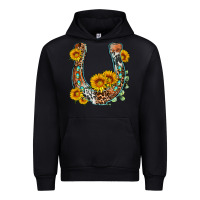 Black western leopard cowhide sunflowers horseshoe Urban Hoodie - OliviaCreatesArt