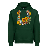 Forest Green western leopard cowhide sunflowers horseshoe Urban Hoodie - OliviaCreatesArt