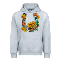 Heather Grey western leopard cowhide sunflowers horseshoe Urban Hoodie - OliviaCreatesArt