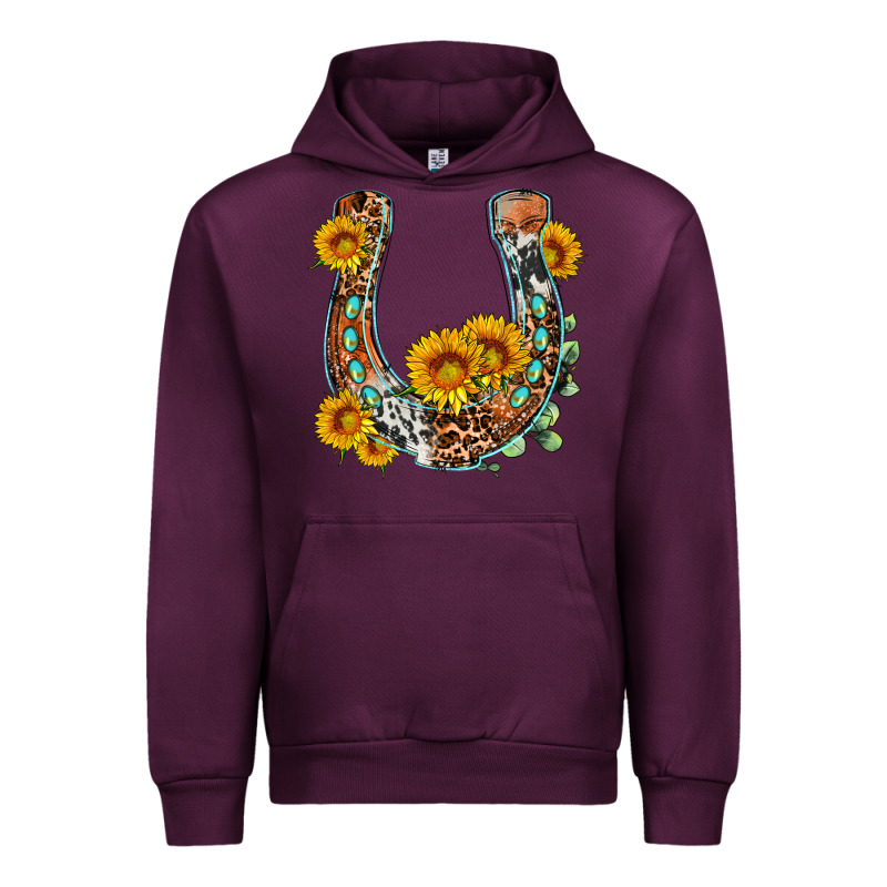 Western Leopard Cowhide Sunflowers Horseshoe Urban Hoodie by OliviaCreatesArt | Teevron