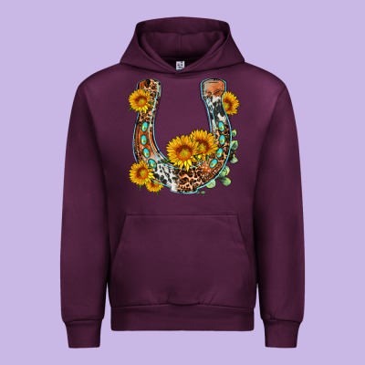 Western Leopard Cowhide Sunflowers Horseshoe Urban Hoodie Designed By Oliviacreatesart