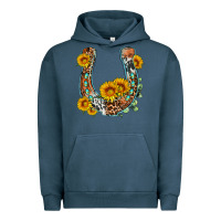 Pigment Midnight Navy western leopard cowhide sunflowers horseshoe Urban Hoodie - OliviaCreatesArt