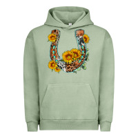 Pigment Oil Green western leopard cowhide sunflowers horseshoe Urban Hoodie - OliviaCreatesArt