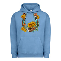 Pigment Pebble Blue western leopard cowhide sunflowers horseshoe Urban Hoodie - OliviaCreatesArt