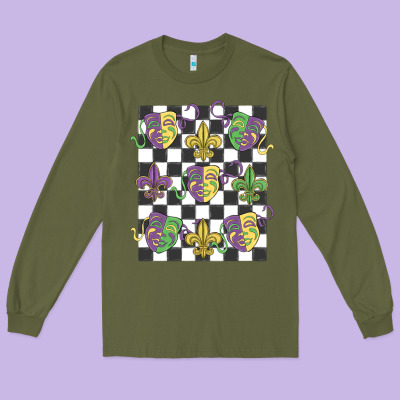Mardi Gras Long Sleeve Tee Designed By Maliassmallbusiness