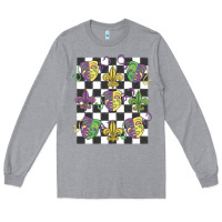 Heather Grey mardi gras Long Sleeve Tee - MaliasSmallBusiness