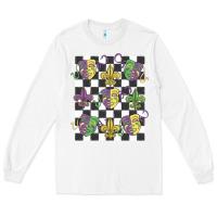 White mardi gras Long Sleeve Tee - MaliasSmallBusiness