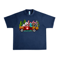 Navy lpn nurse truck with cactus and sunflowers Urban Heavy Tee - AdoDesignShop