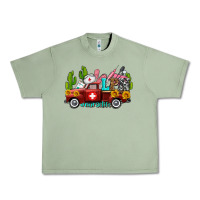 Oil Green lpn nurse truck with cactus and sunflowers Urban Heavy Tee - AdoDesignShop