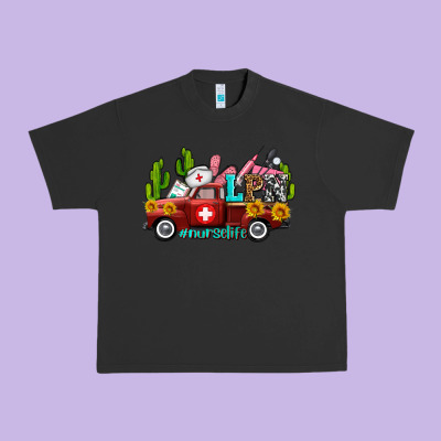 Lpn Nurse Truck With Cactus And Sunflowers Urban Heavy Tee Designed By Adodesignshop