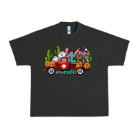 Pigment Black lpn nurse truck with cactus and sunflowers Urban Heavy Tee - AdoDesignShop