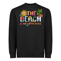 Black the beach is my happy place Heavyweight Sweatshirt - MaliasSmallBusiness