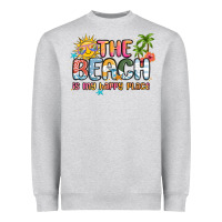 Heather Grey the beach is my happy place Heavyweight Sweatshirt - MaliasSmallBusiness