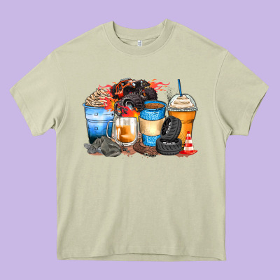 Monster Truck Coffee Cups Heavy Core Tee Designed By Zillion Design Studio
