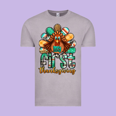 My First Thanksgiving Turkey Vintage Tee Designed By Jasminsmagicworld