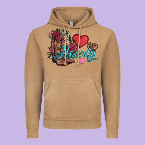 Valentines Day Howdy And Boots Vintage Hoodie Designed By Adodesignshop