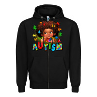 Black autism afro girl Zipper Hoodie - LillyAllenDesigns