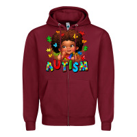 Burgundy autism afro girl Zipper Hoodie - LillyAllenDesigns