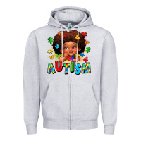 Heather Grey autism afro girl Zipper Hoodie - LillyAllenDesigns