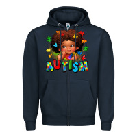 Navy autism afro girl Zipper Hoodie - LillyAllenDesigns