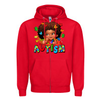 Red autism afro girl Zipper Hoodie - LillyAllenDesigns