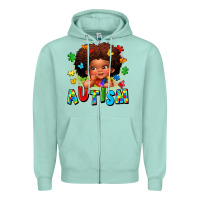 Seafoam autism afro girl Zipper Hoodie - LillyAllenDesigns