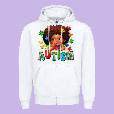 Autism Afro Girl Zipper Hoodie Designed By Lillyallendesigns