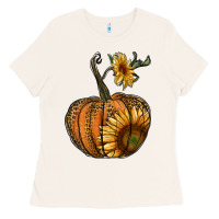 Bone pumpkin with sunflower Ladies Tee - RanaPortraitStore