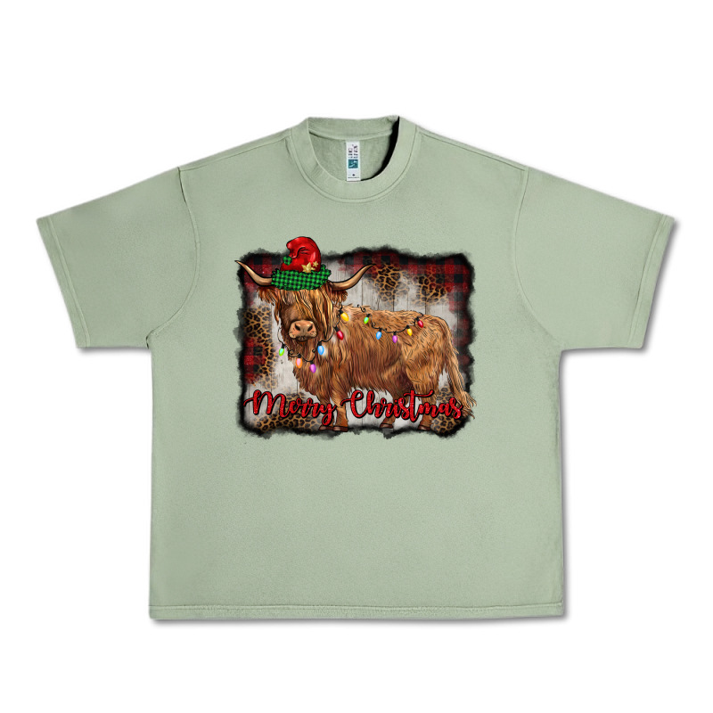 Merry Christmas Highland Cow Urban Heavy Tee by BarkalooDesign | Teevron