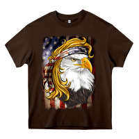 Chocolate Brown american mullet   eagle Heavy Core Tee - BarkalooDesign
