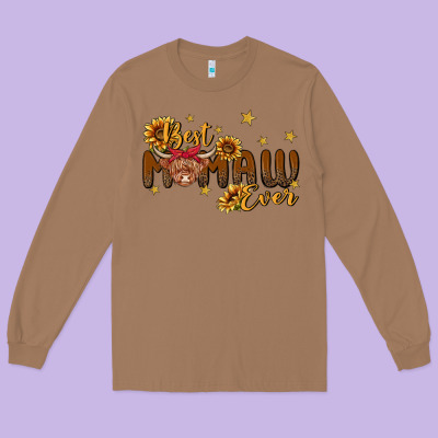 Best Mamaw Ever Cow Long Sleeve Tee Designed By Maliassmallbusiness