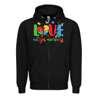 Black love autism awareness Zipper Hoodie - LillyAllenDesigns