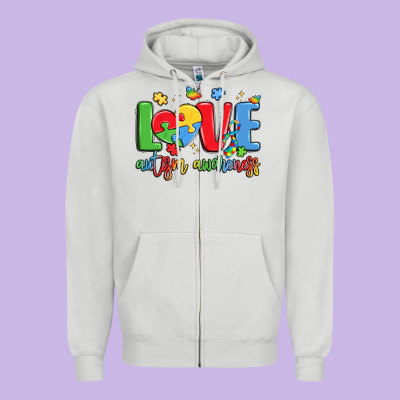 Love Autism Awareness Zipper Hoodie Designed By Lillyallendesigns