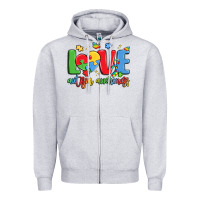 Heather Grey love autism awareness Zipper Hoodie - LillyAllenDesigns