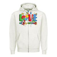 Oatmeal Heather love autism awareness Zipper Hoodie - LillyAllenDesigns