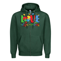 Sports Green love autism awareness Zipper Hoodie - LillyAllenDesigns