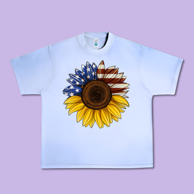 American Flag Sunflower Urban Heavy Tee Designed By Jasminsmagicworld