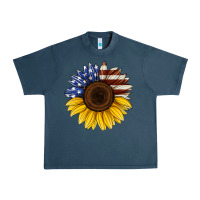 Midnight Navy american flag sunflower Urban Heavy Tee - Jasminsmagicworld