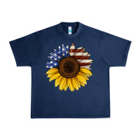 Navy american flag sunflower Urban Heavy Tee - Jasminsmagicworld